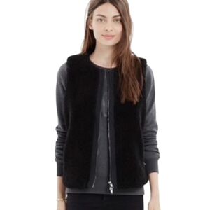Madewell Vest Sherpa Faux Fur Shearling Double Zipper Round Neck Scandi size M